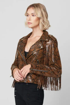 Blank NYC Word Of Mouth Jacket -Blank NYC Shop word of mouth brown snake skin 3